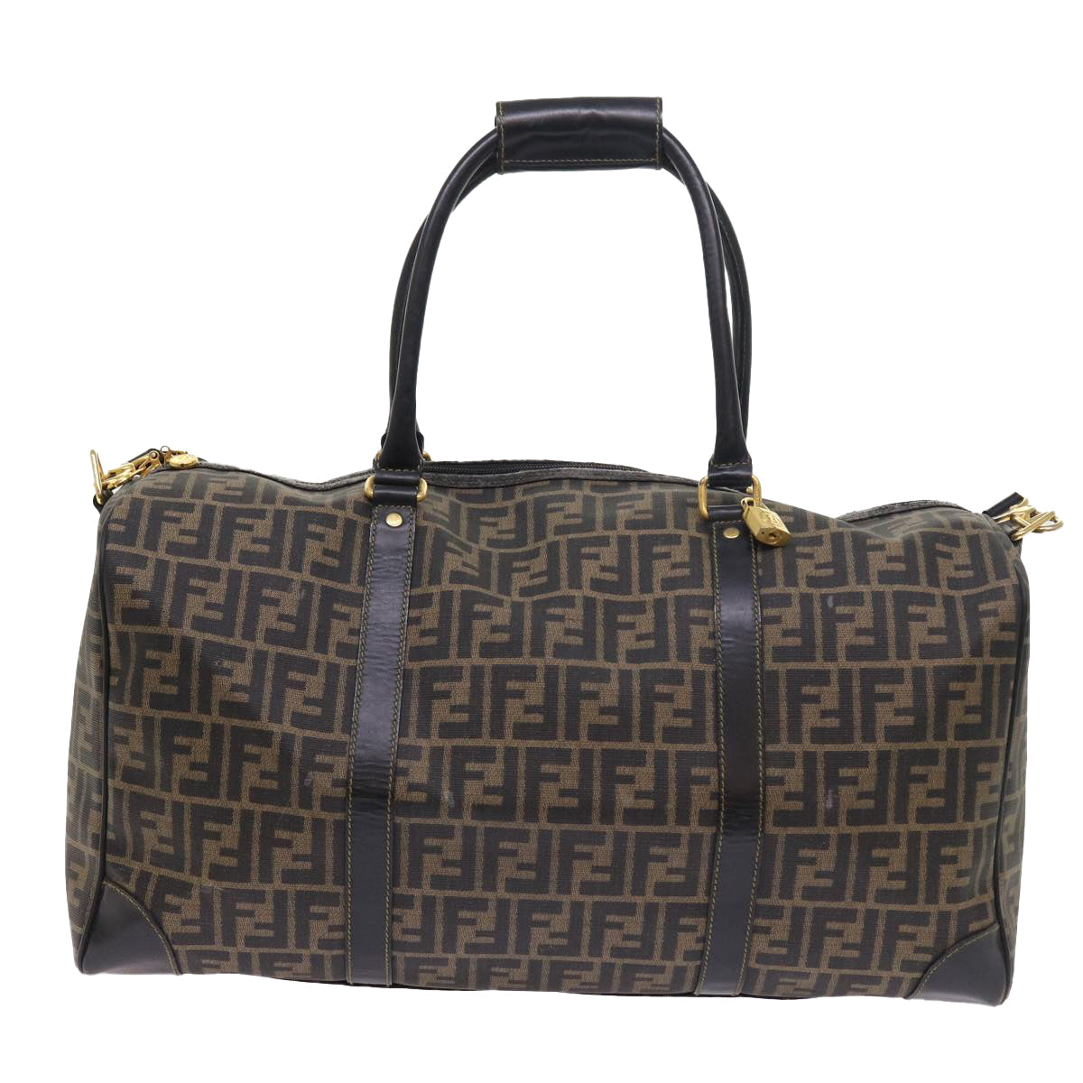 Luxury FendiZucca Canvas Boston Bag 2way Black Brown54154