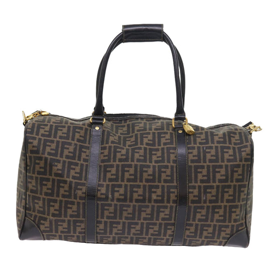 Luxury FendiZucca Canvas Boston Bag 2way Black Brown54154