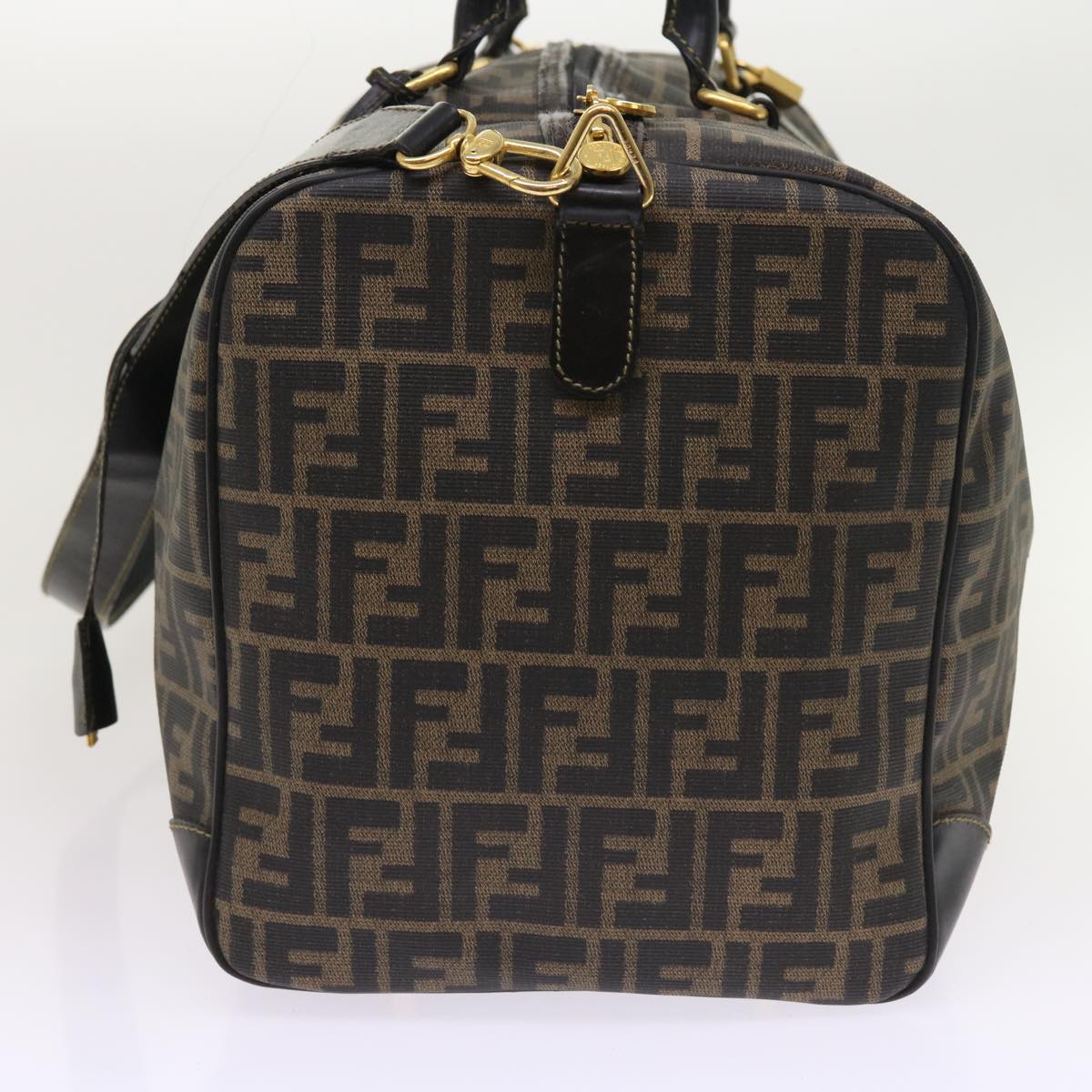 Luxury FendiZucca Canvas Boston Bag 2way Black Brown54154