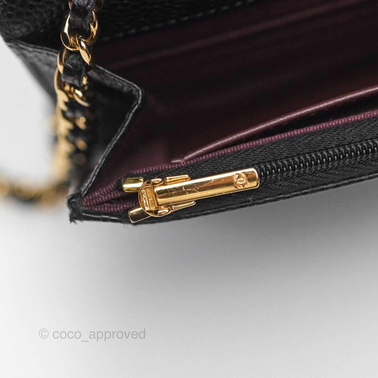 Chanel Classic Wallet On Chain WOC Quilted Black Caviar Gold Hardware