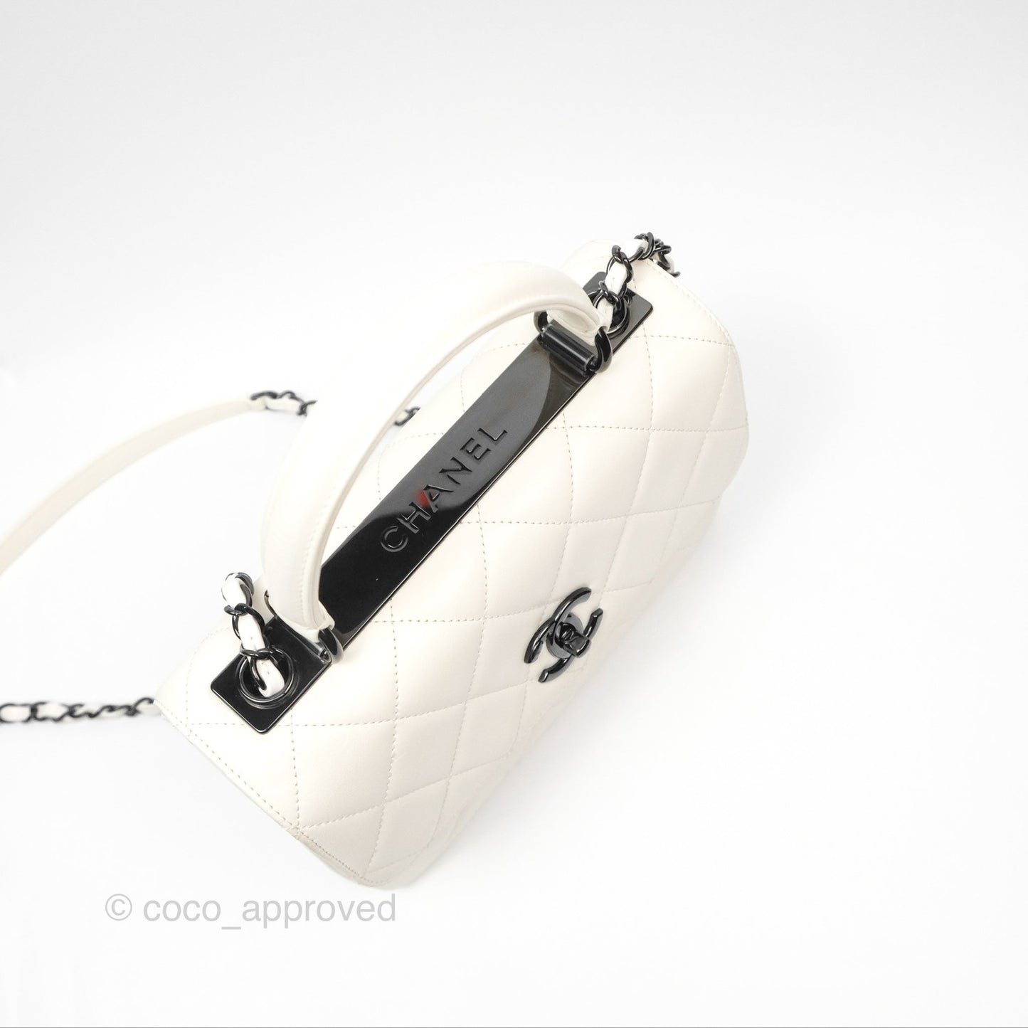 Chanel Trendy CC Small White Lambskin Black Hardware