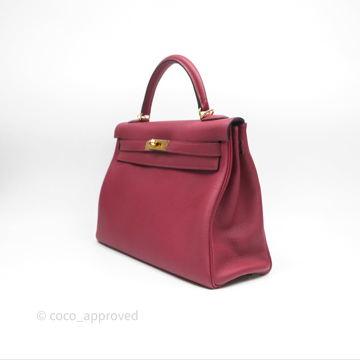 Hermès Kelly 32 Retourne Rouge Grenat K1 Togo Gold Hardware