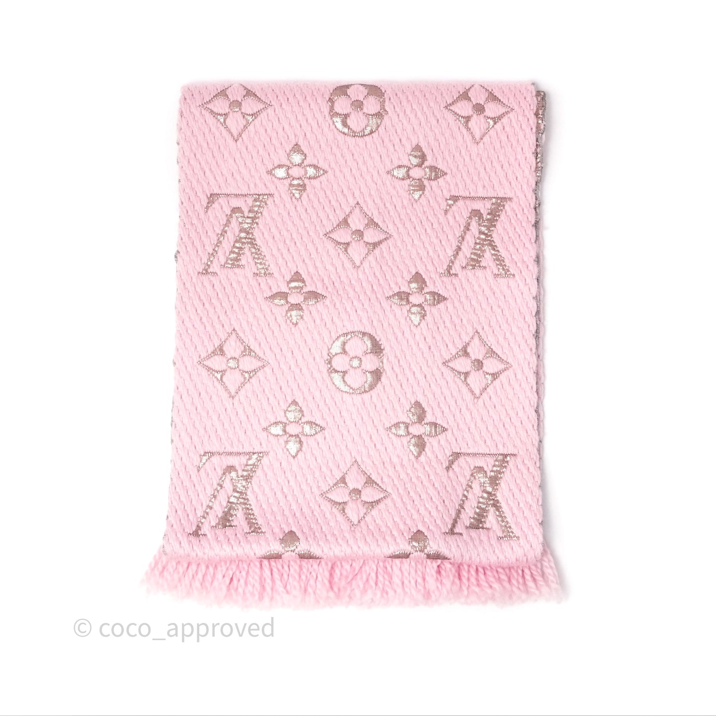 Louis Vuitton Logomania Scarf Pink Wool Silk