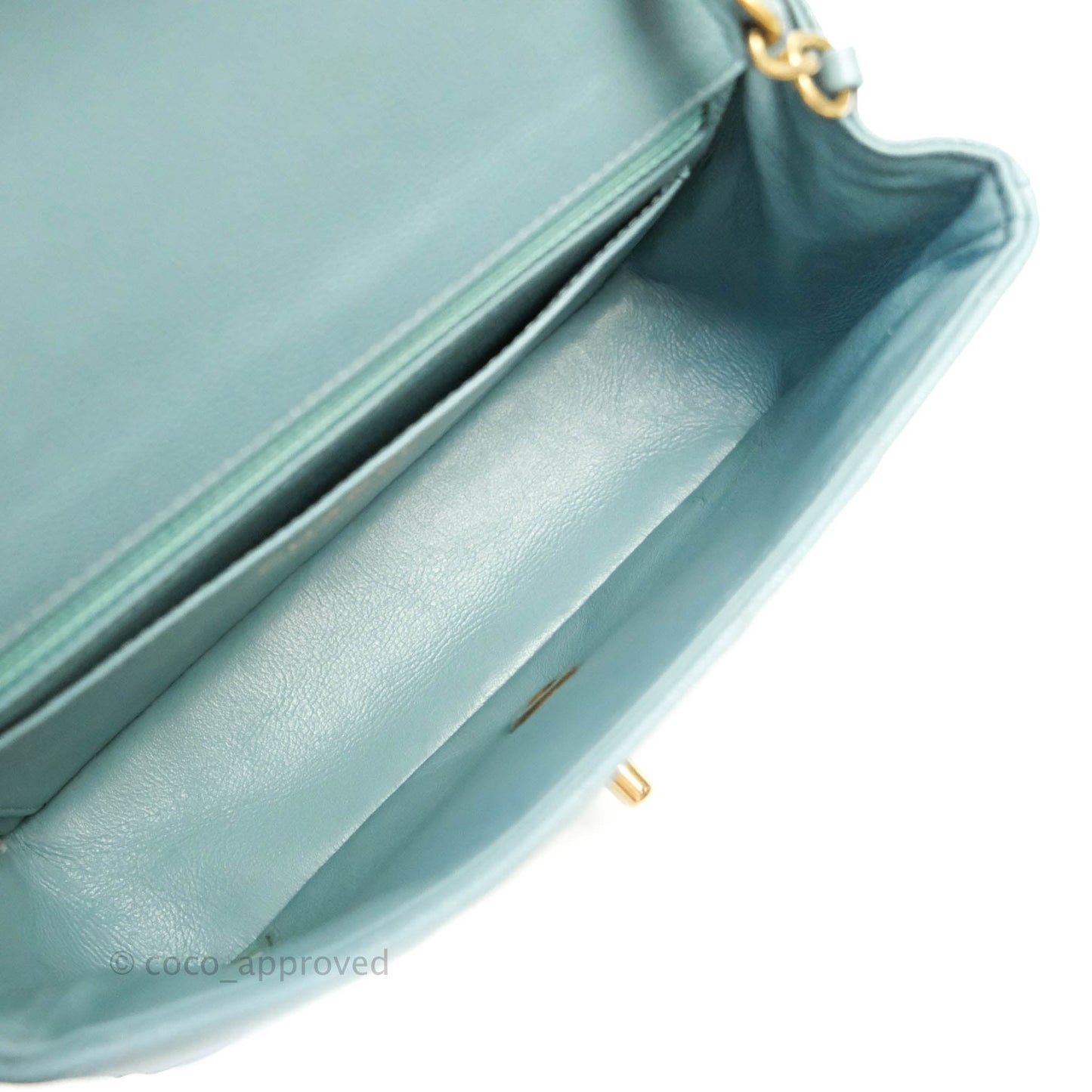 Chanel Quilted Mini Rectangular Iridescent Blue Caviar Aged Gold Hardware 18C
