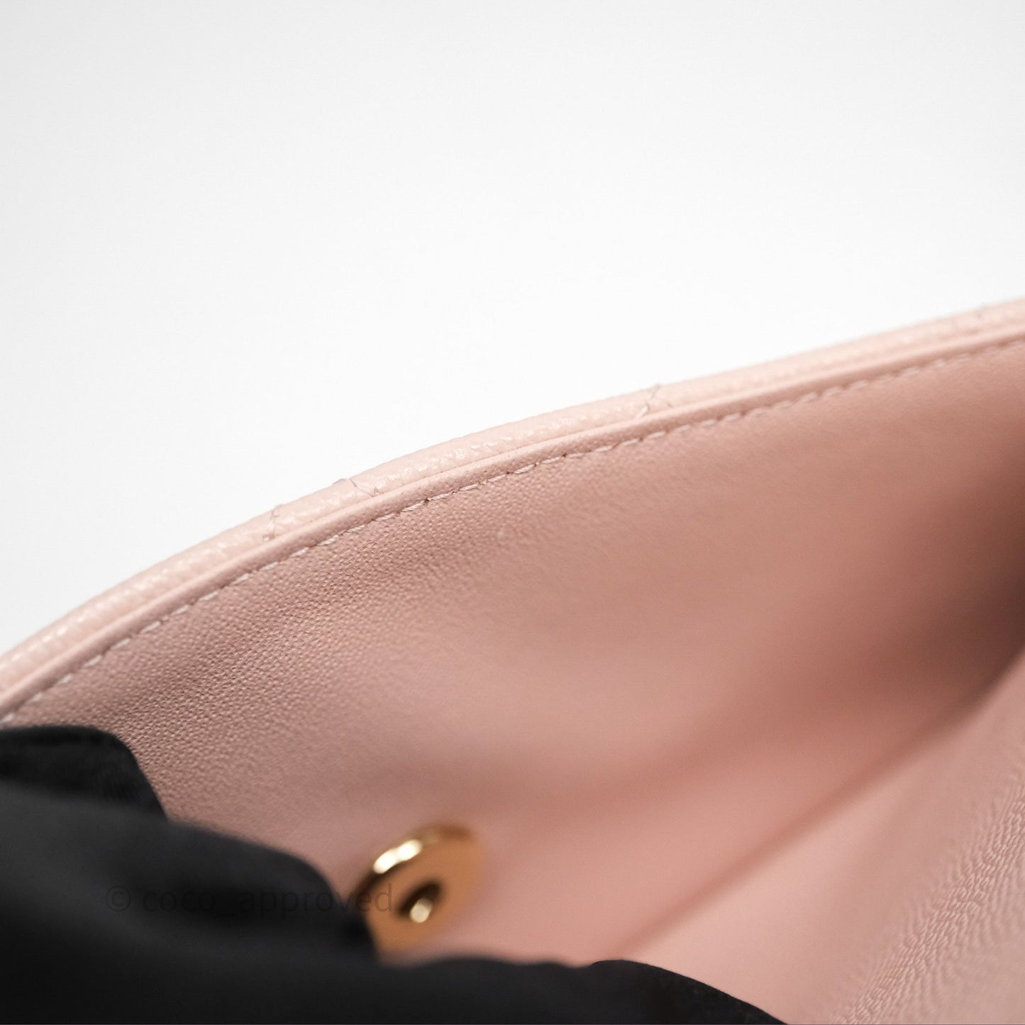 Chanel Small Classic Flap Quilted Rose Clair Caviar Gold Hardware
