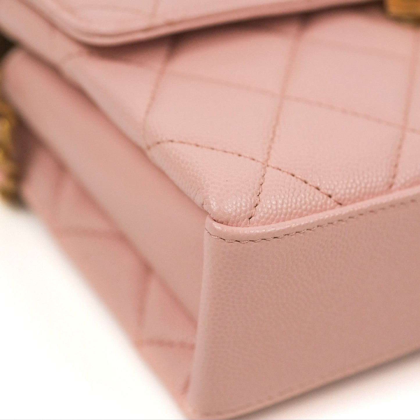 Chanel Carry Me Top Handle Flap Bag Pink Caviar Aged Gold Hardware 23S