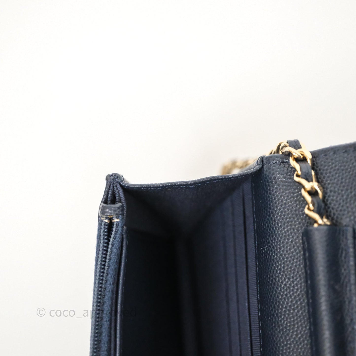 Chanel Classic Wallet On Chain WOC Quilted Navy Caviar Gold Hardware