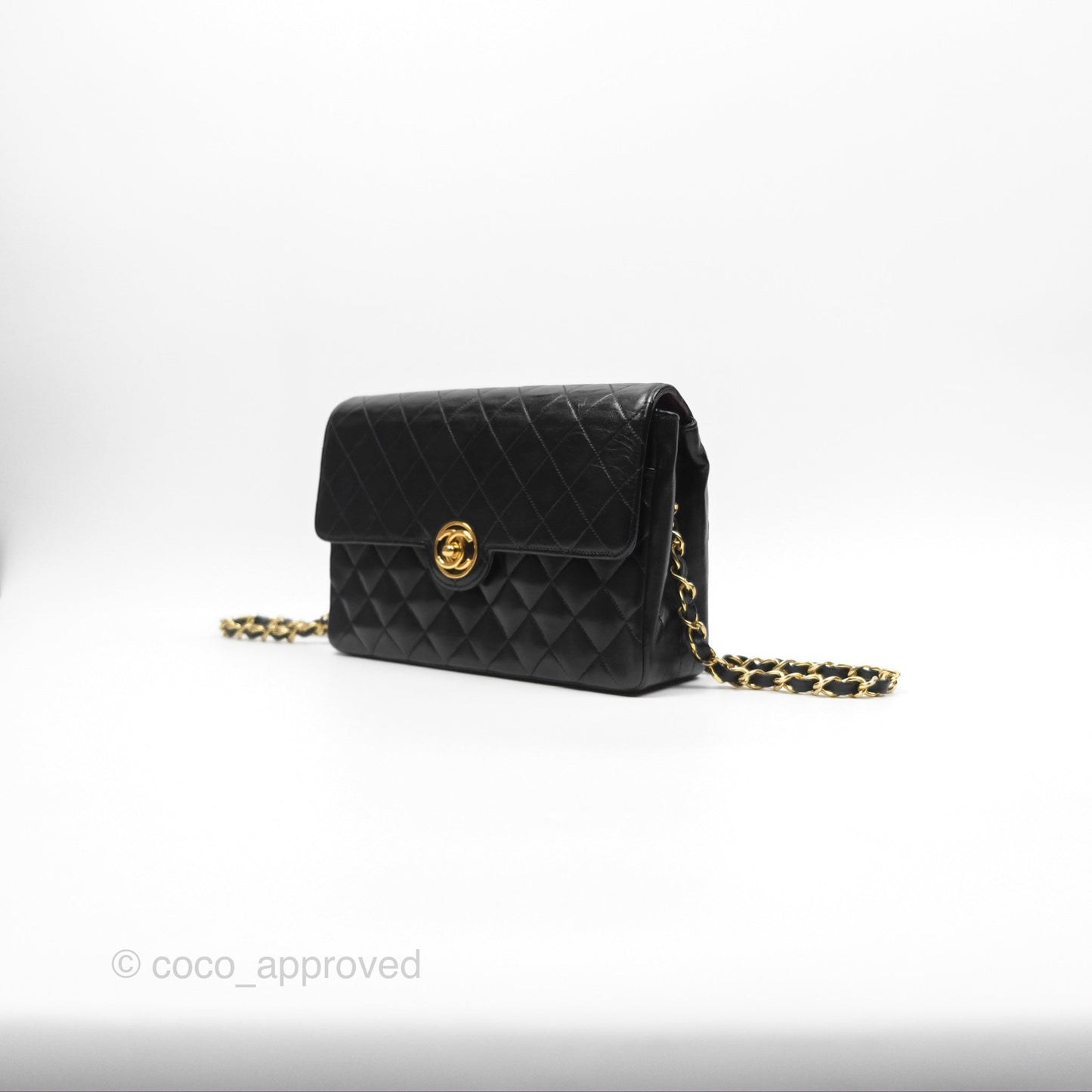 Chanel Vintage Mini Circled CC Flap Bag Black Lambskin 24K Gold Hardware