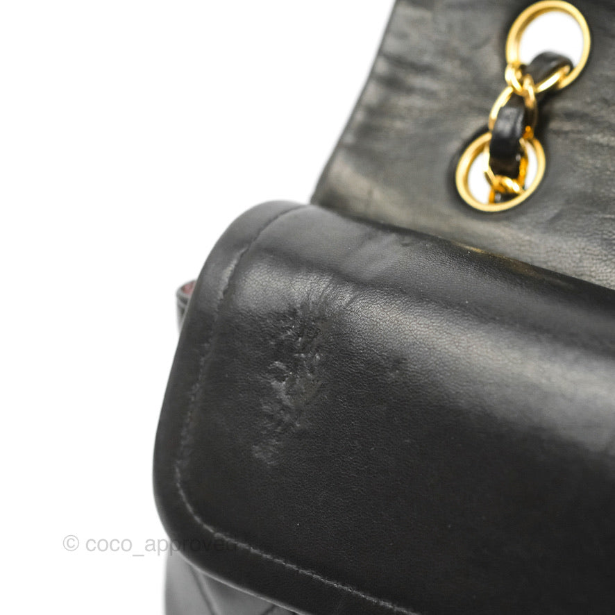 Chanel Classic Vintage Medium Flap Black Lambskin 24K Gold Hardware