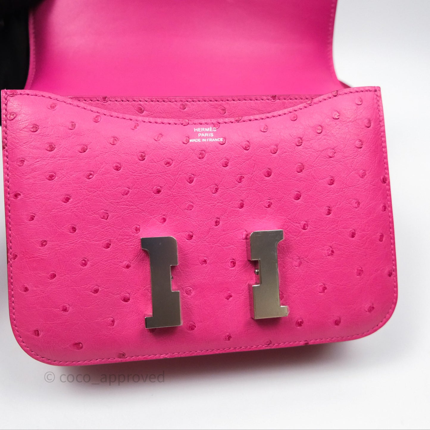 Hermès Constance Mini 18cm Rose Tyrien E5 Ostrich Palladium Hardware