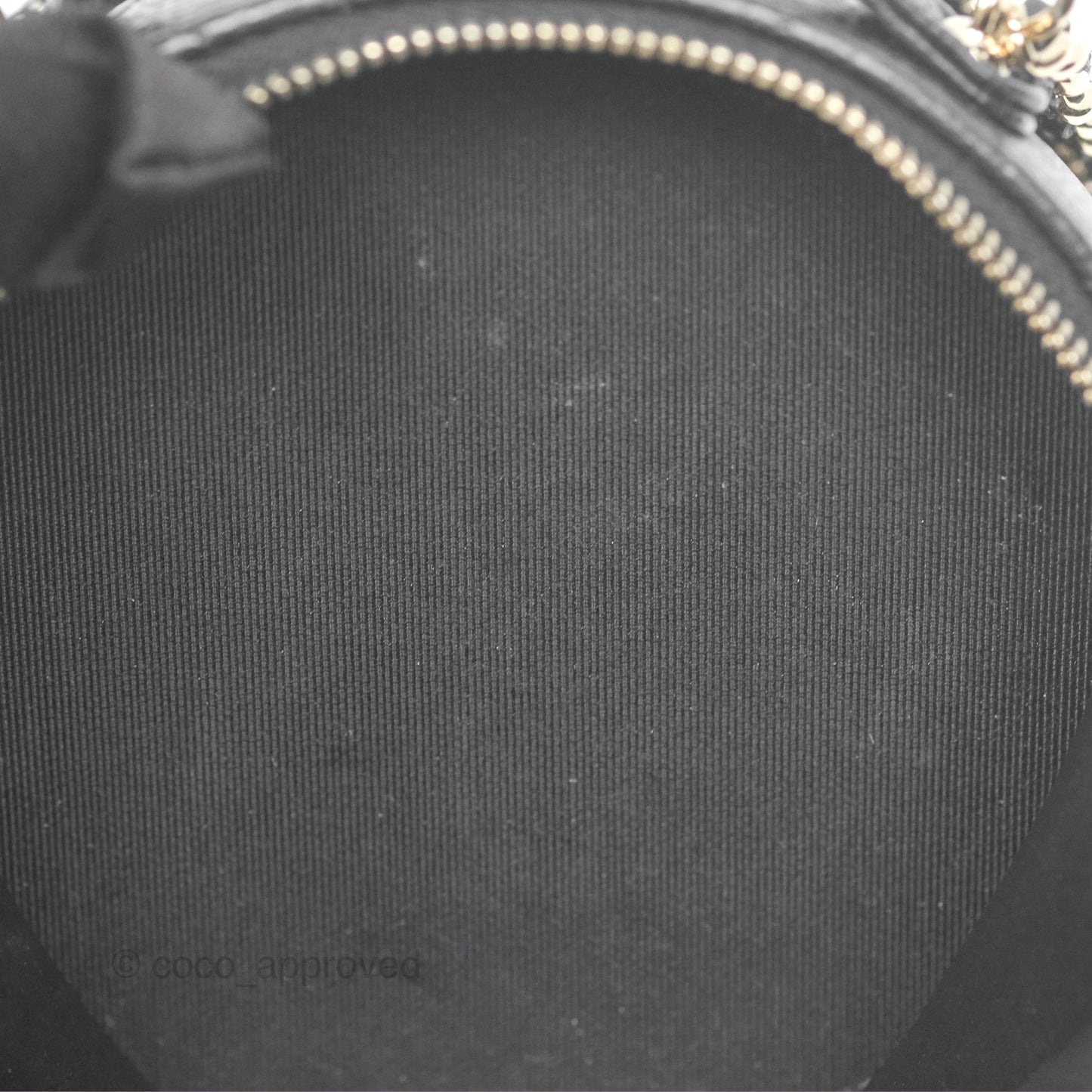 Chanel Mini Round Vanity Bag Handle With Care Black Caviar 22C