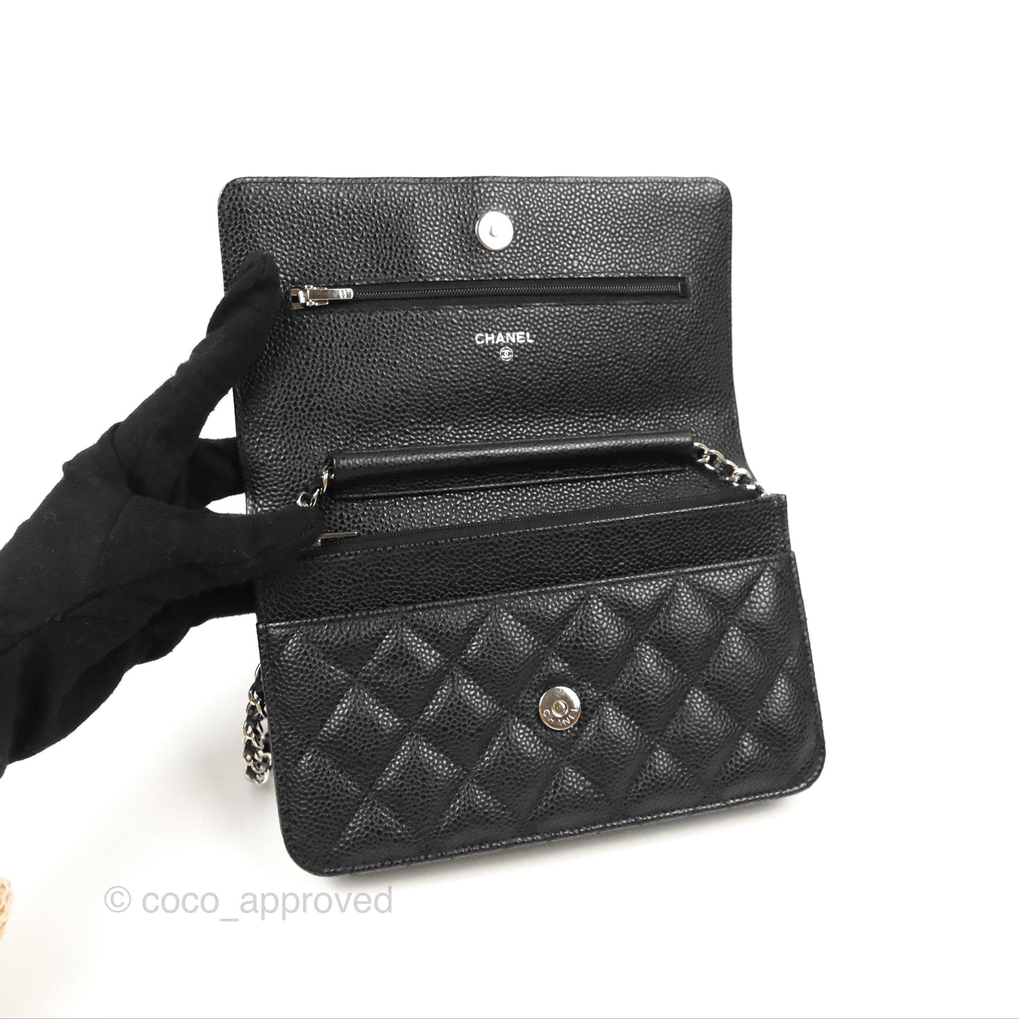 Chanel Quilted WOC Black Caviar Silver Hardware