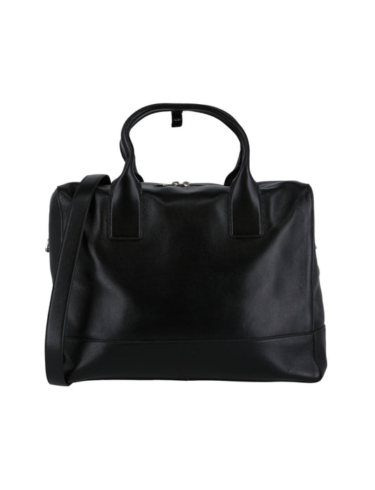 Luxury Bottega Veneta Top Handle Leather Briefcase Black