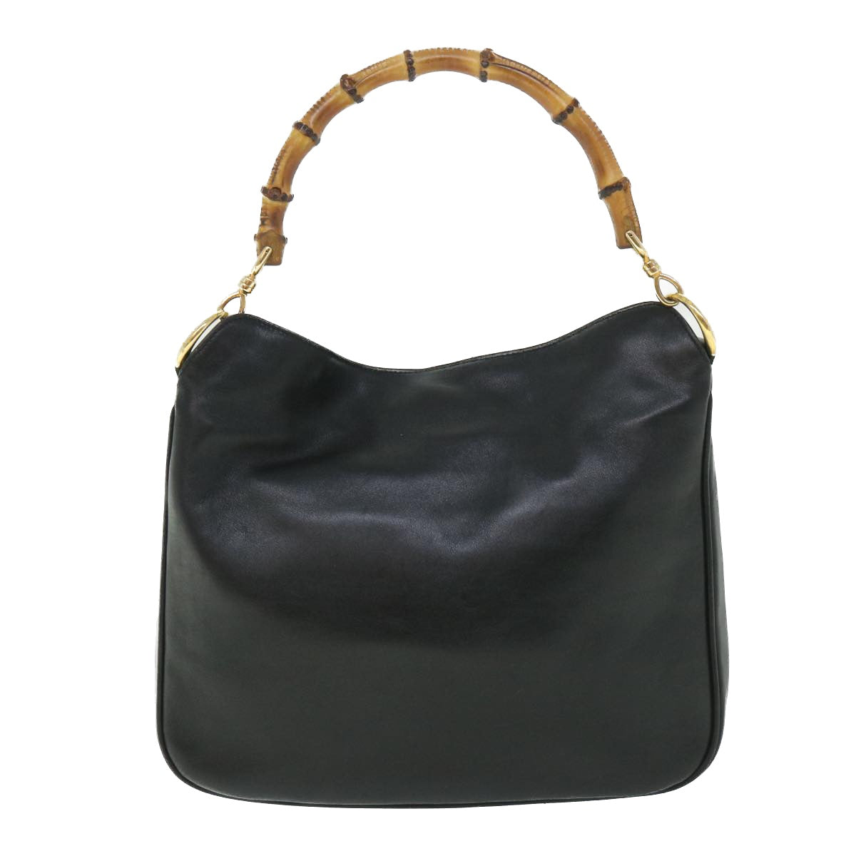 Luxury Gucci Bamboo Shoulder Bag Leather 2way Black  54322