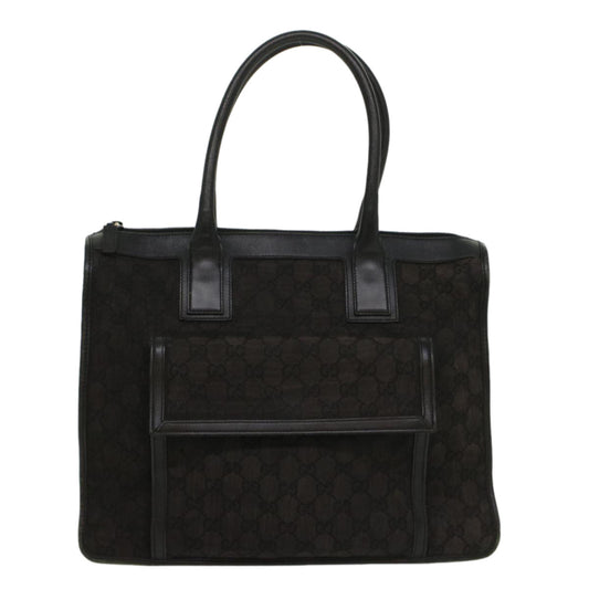 Luxury Gucci GG Canvas Hand Bag Leather Black 000 0854 001013  54325