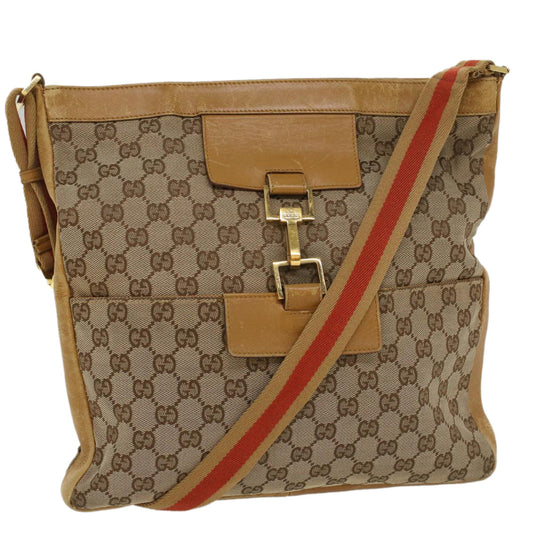 Luxury Gucci GG Canvas Sherry Line Shoulder Bag Beige Red 001 4094 002113  54327