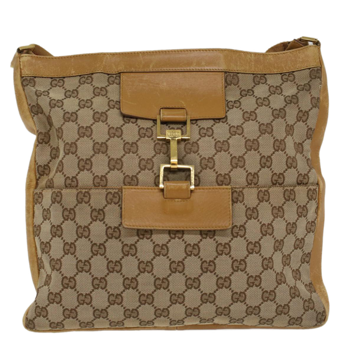 Luxury Gucci GG Canvas Sherry Line Shoulder Bag Beige Red 001 4094 002113  54327