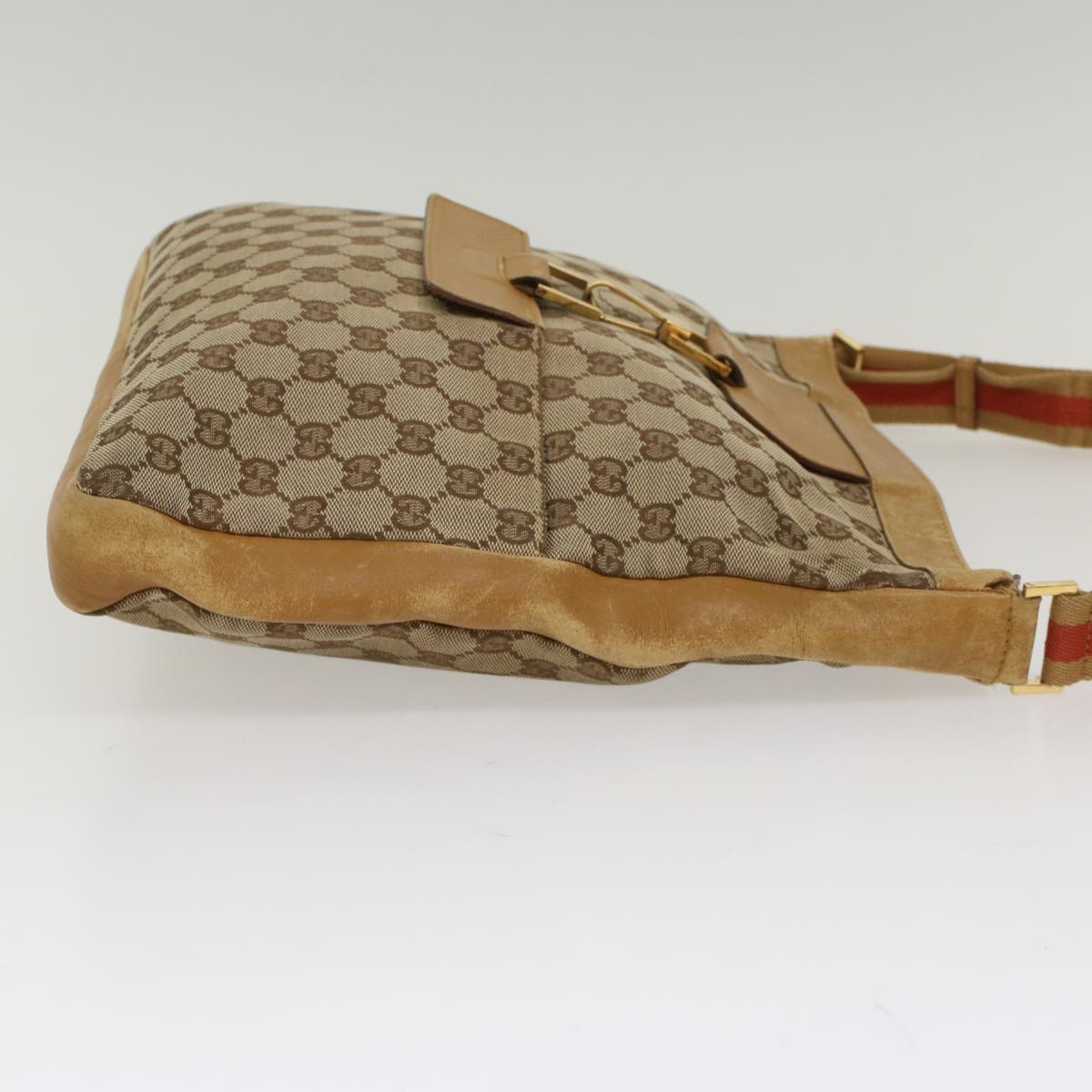 Luxury Gucci GG Canvas Sherry Line Shoulder Bag Beige Red 001 4094 002113  54327
