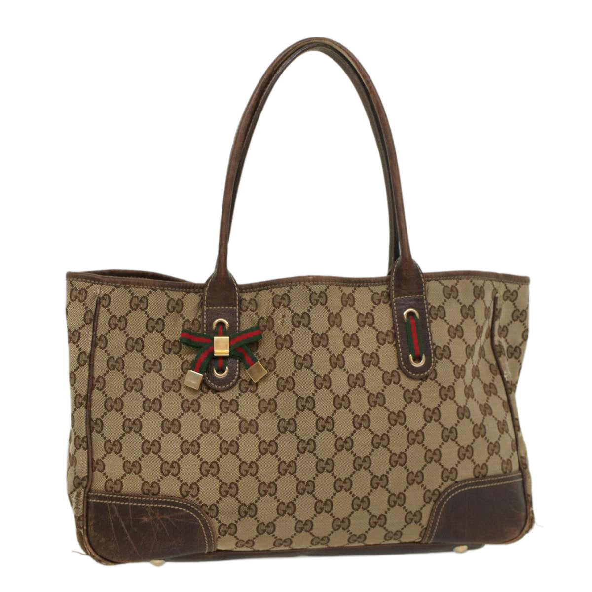 Luxury Gucci GG Canvas Web Sherry Line Tote Bag Beige Red Green 163805  54330