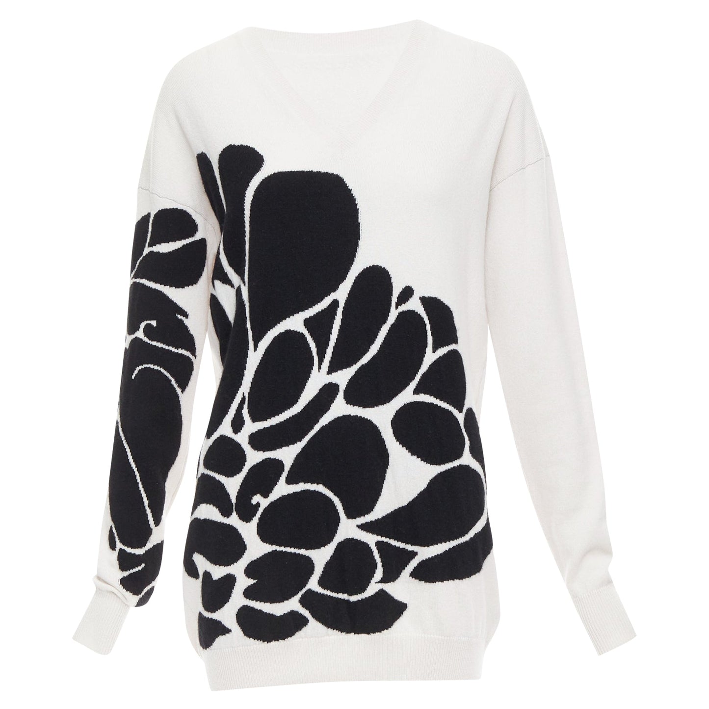 Luxury Bottega Veneta cashmere abstract intarsia v-neck sweater