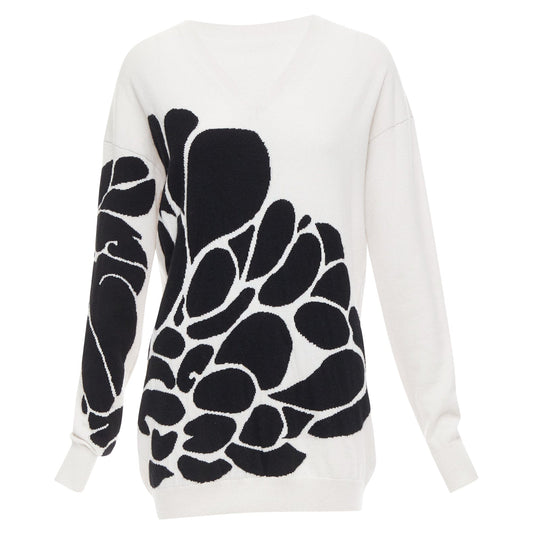 Luxury Bottega Veneta cashmere abstract intarsia v-neck sweater