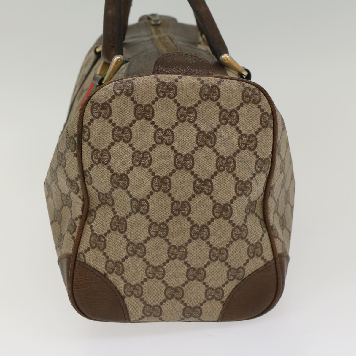 Luxury Gucci GG Supreme Web Sherry Line Hand Bag PVC Leather Beige Red Green  54339