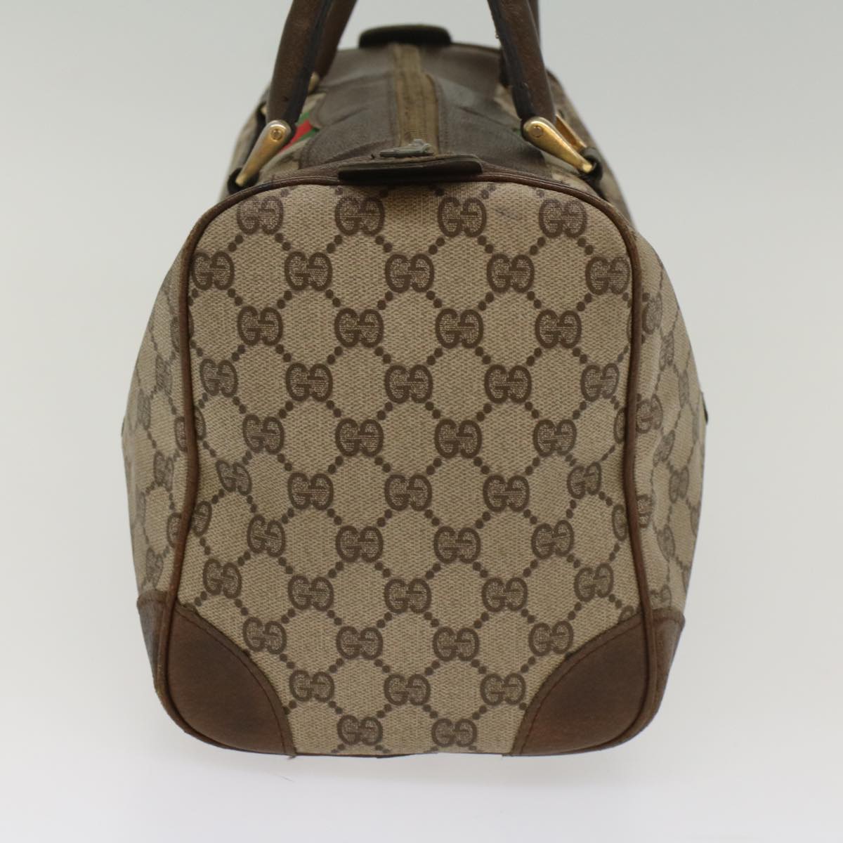 Luxury Gucci GG Supreme Web Sherry Line Hand Bag PVC Leather Beige Red Green  54339