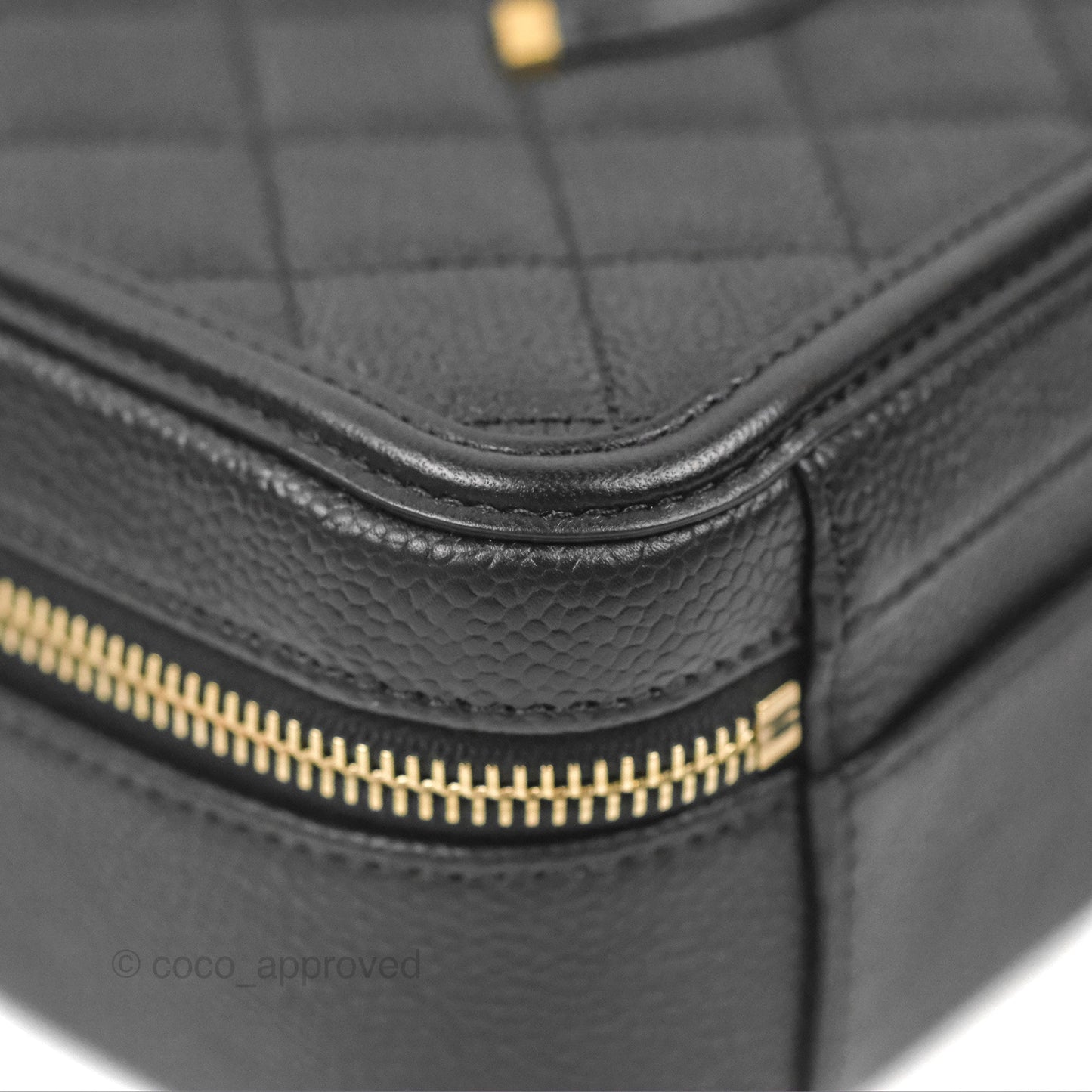 Chanel Quilted Medium CC Filigree Vanity Case Black Caviar Gold Hardware
