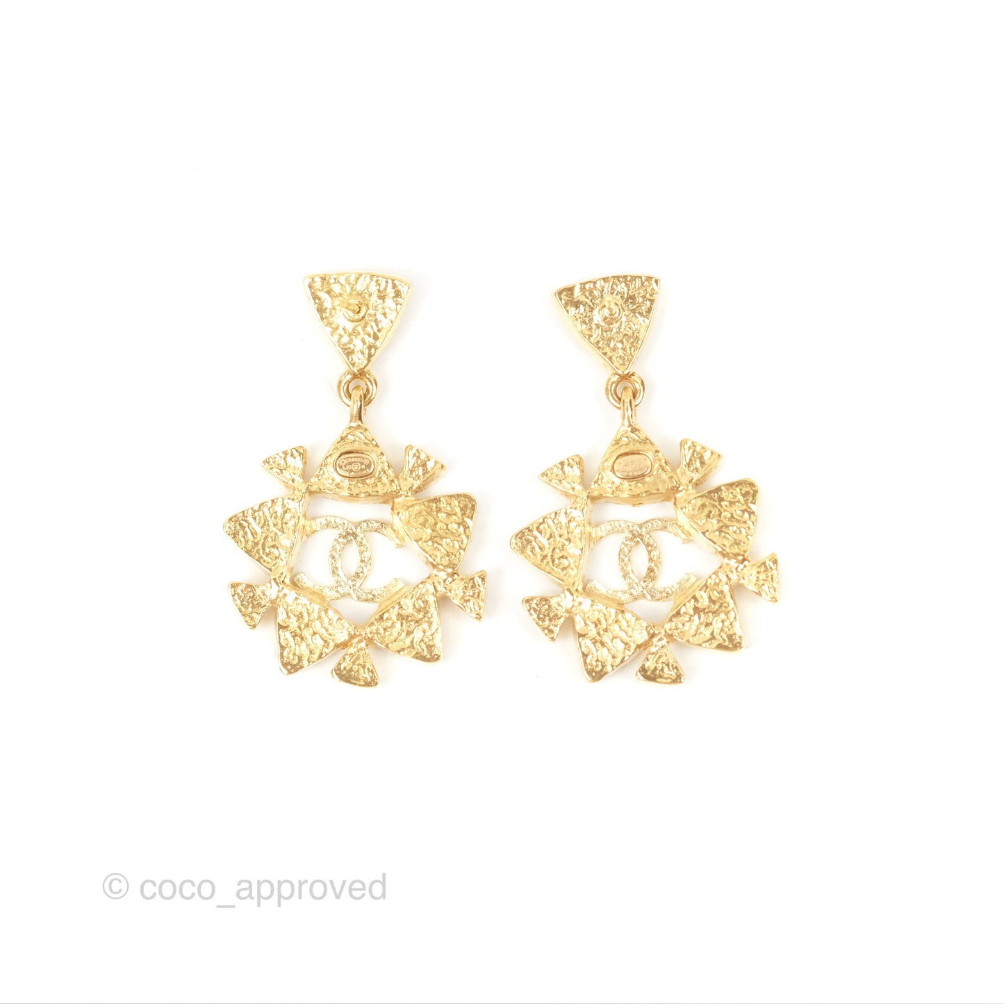 Chanel CC Crystal Drop Earrings Gold Tone 20A