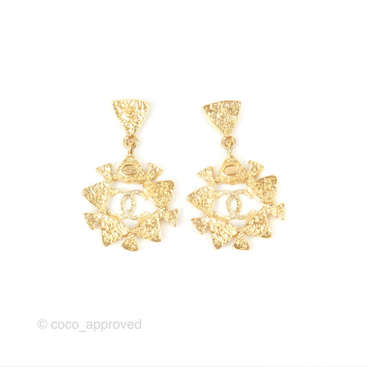 Chanel CC Crystal Drop Earrings Gold Tone 20A