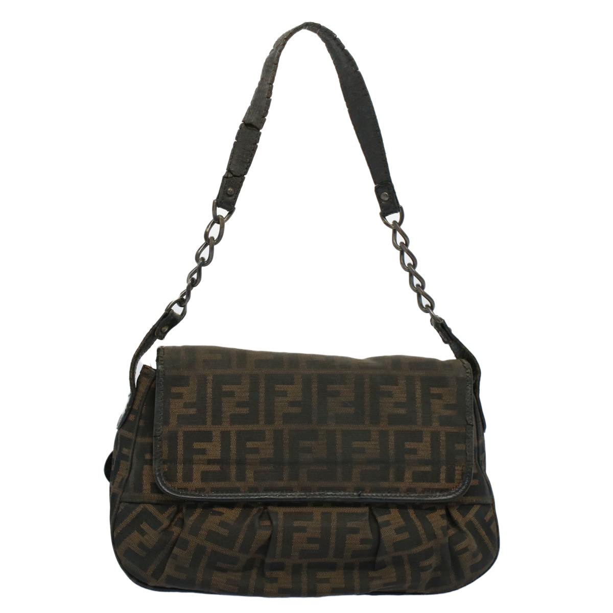 Luxury FendiShoulder Bag Zucca Canvas Brown Black54362