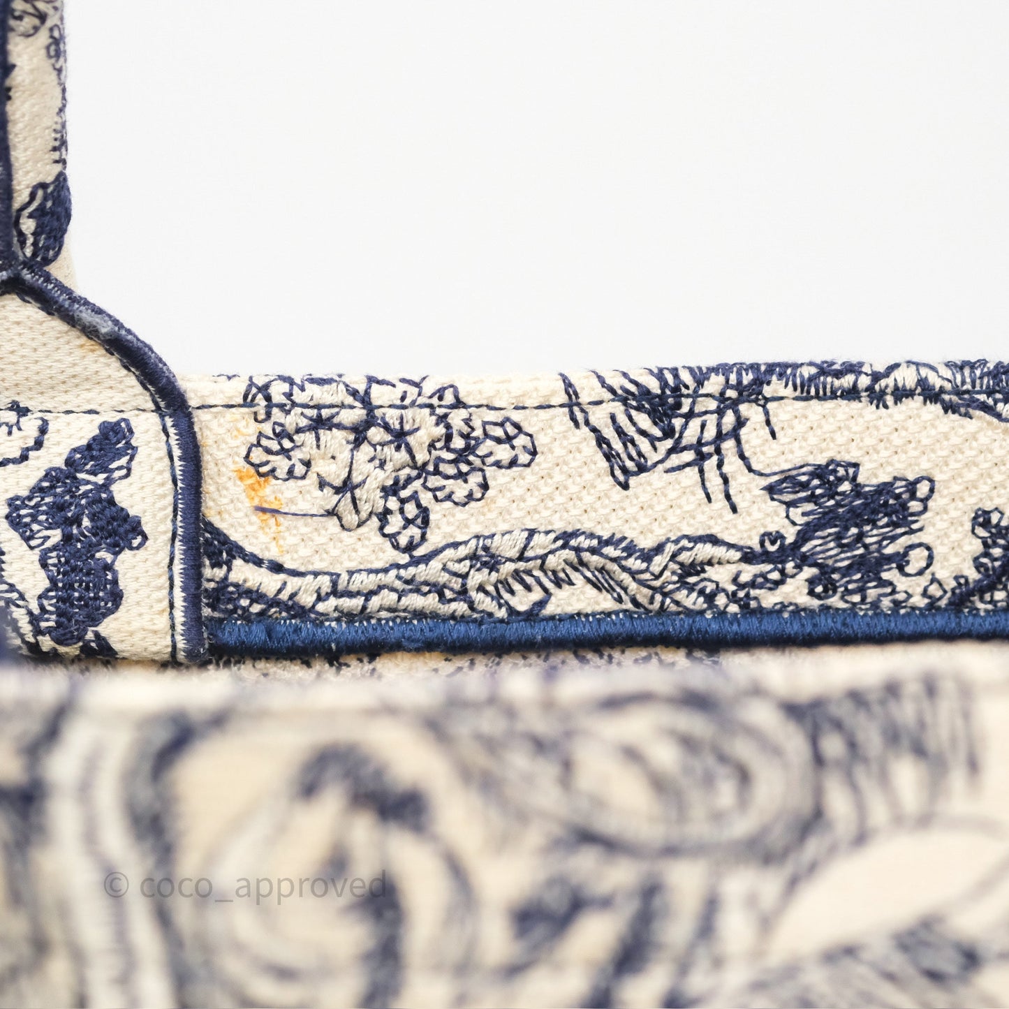 Dior Medium Book Tote White/Blue Toile De Jouy Embroidered Canvas