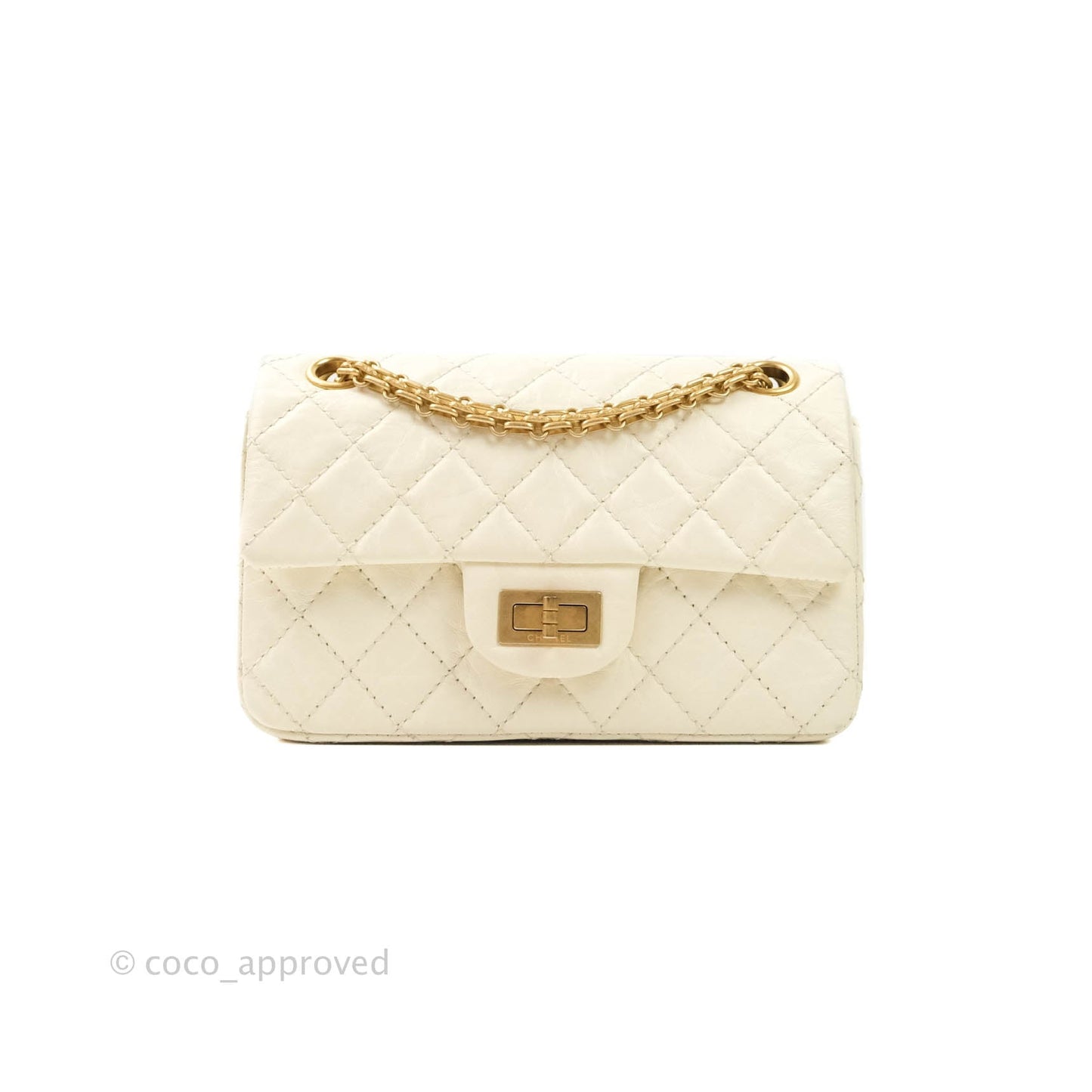 Chanel Mini Reissue 224 White Aged Calfskin Aged Gold Hardware