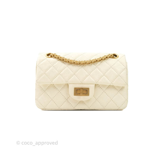 Chanel Mini Reissue 224 White Aged Calfskin Aged Gold Hardware