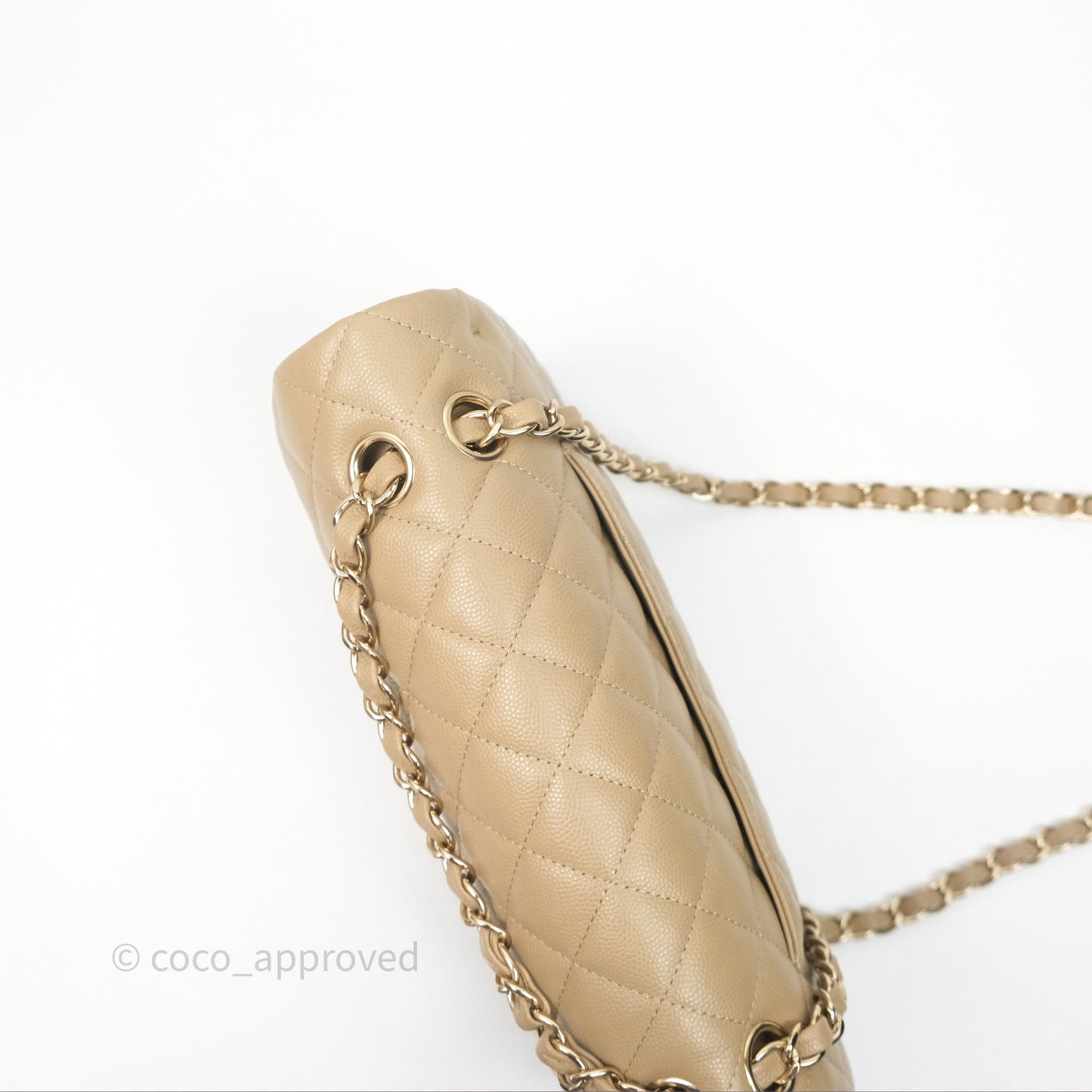 Chanel Classic M/L Medium Flap Quilted Dark Beige Caviar Gold Hardware