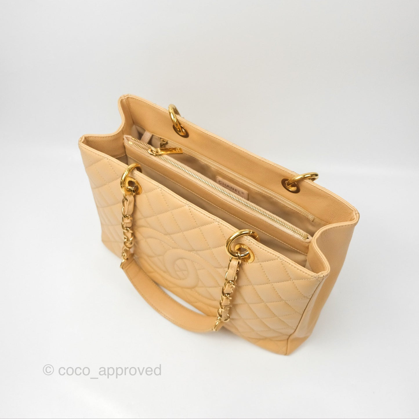 Chanel GST Beige Caviar Gold Hardware