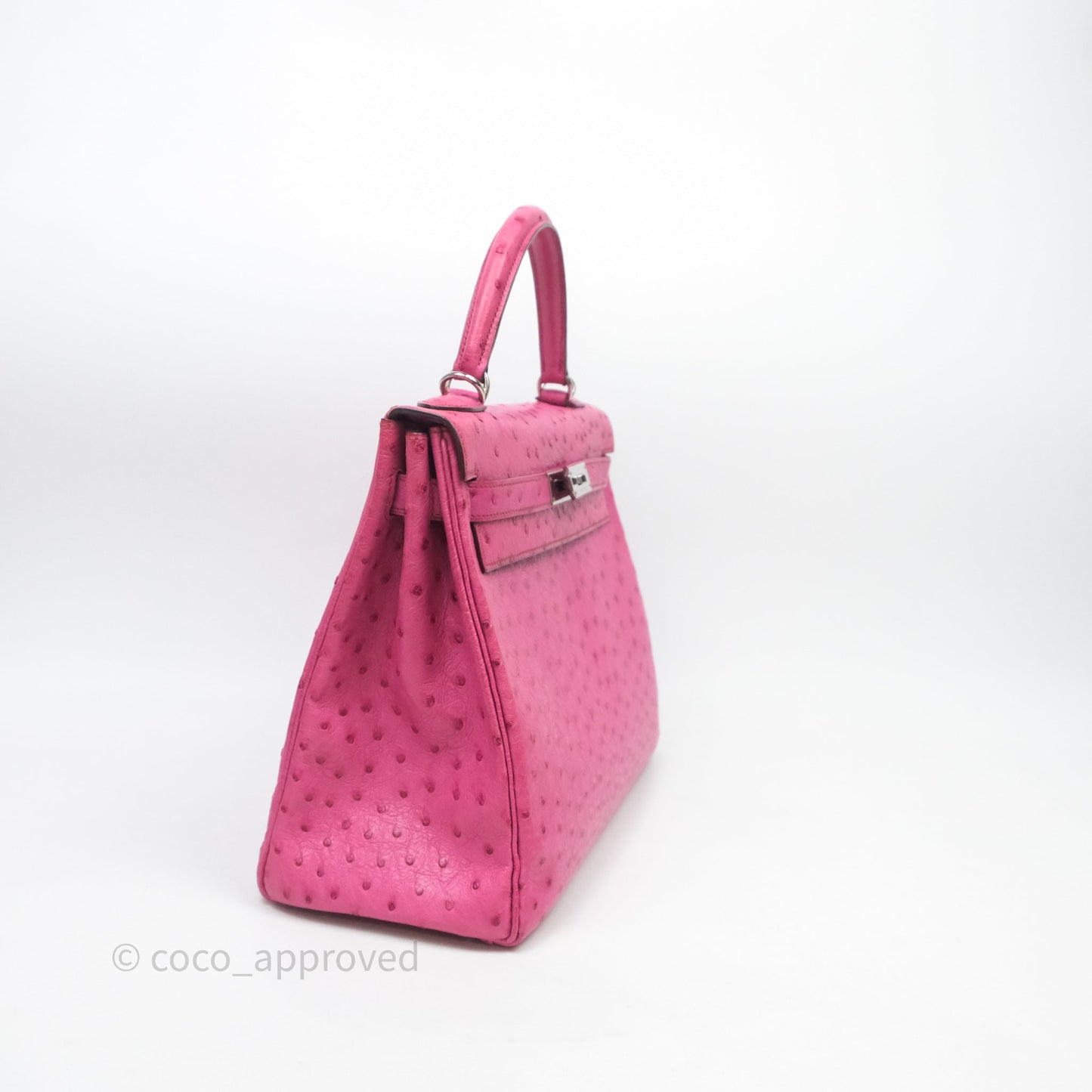 Hermes Kelly 32 Fuchsia Ostrich Palladium Hardware