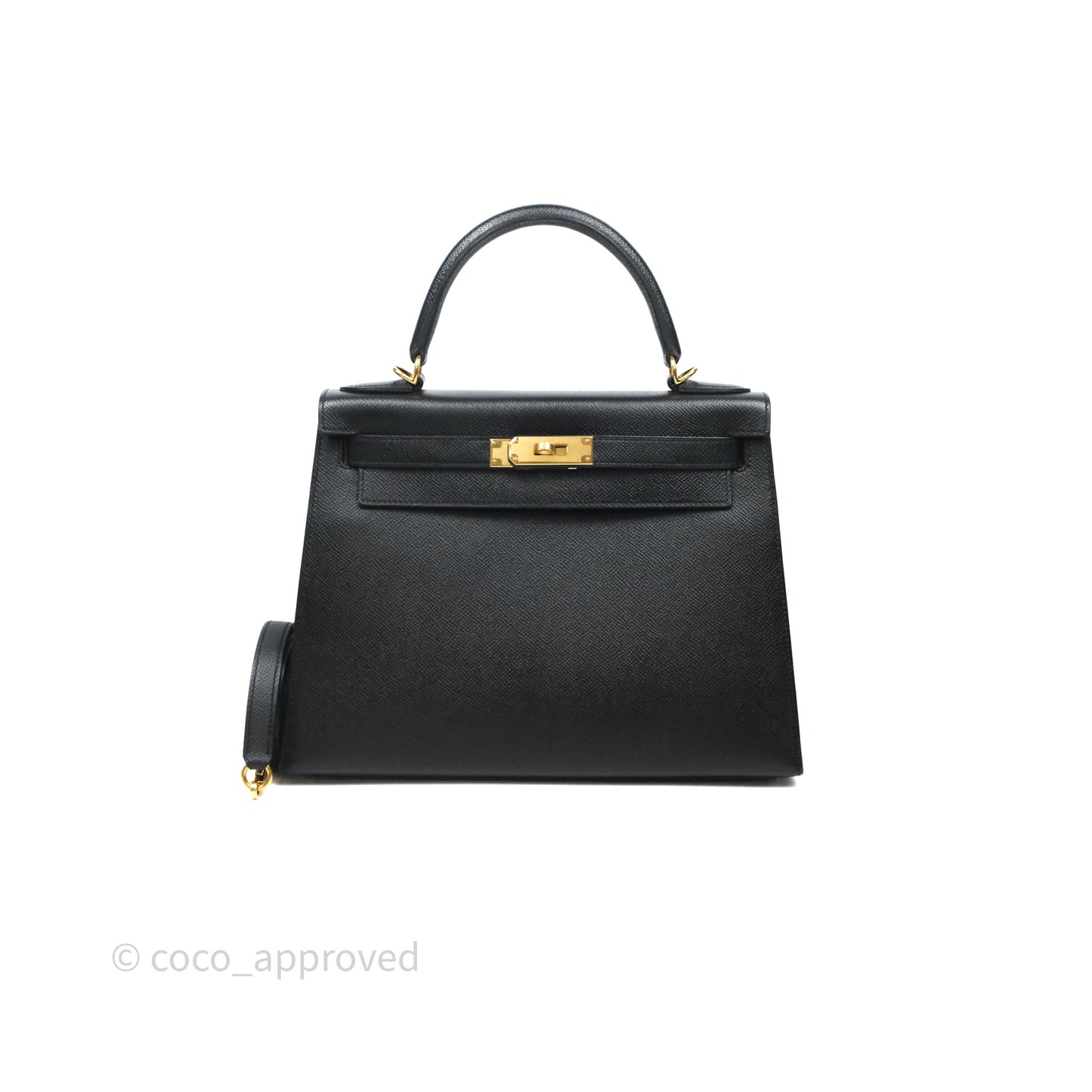 Hermès Kelly 28 Sellier Black Noir 89 Epsom Gold Hardware