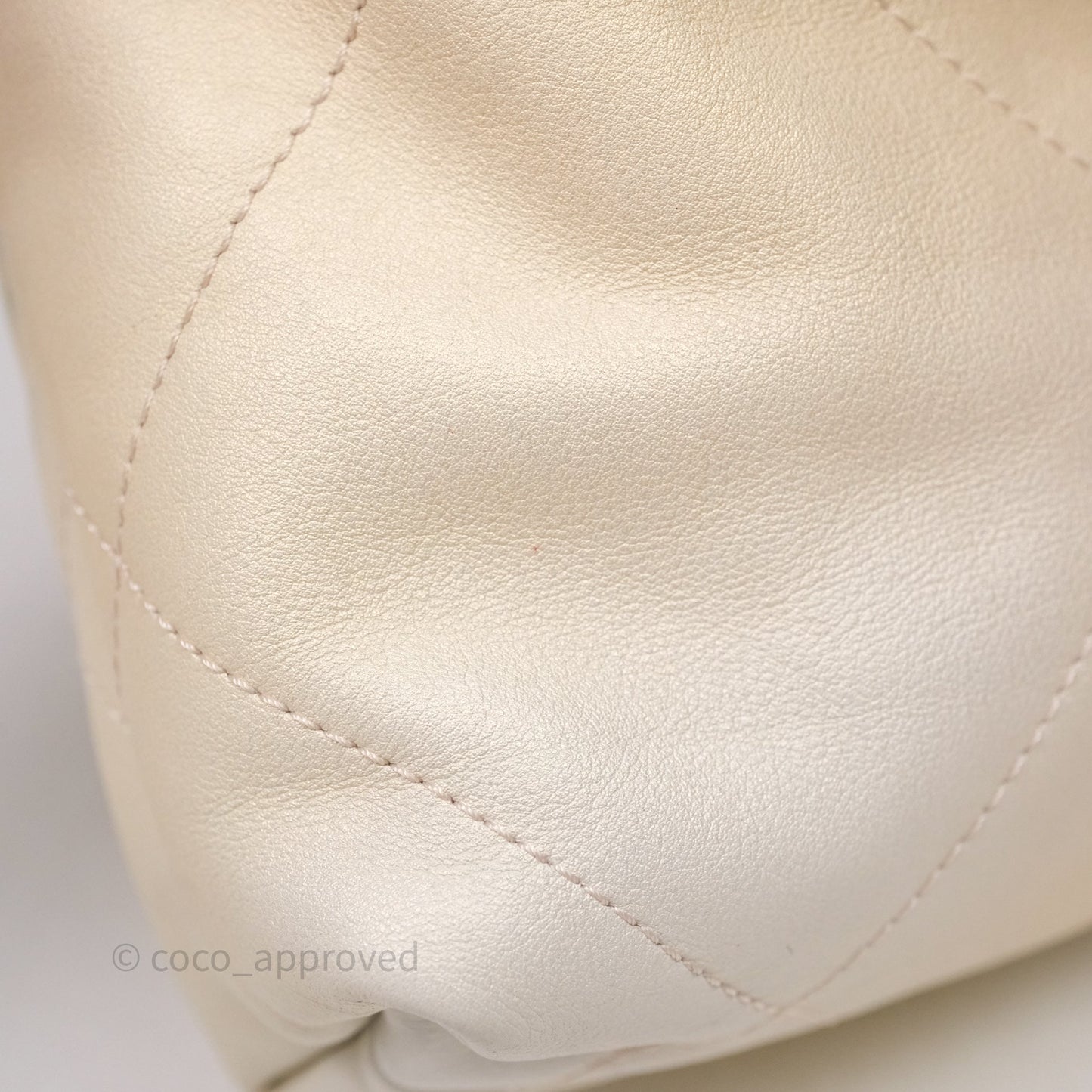 Chanel 22 Mini Bag Iridescent Light Pearly Calfskin Aged Gold Hardware