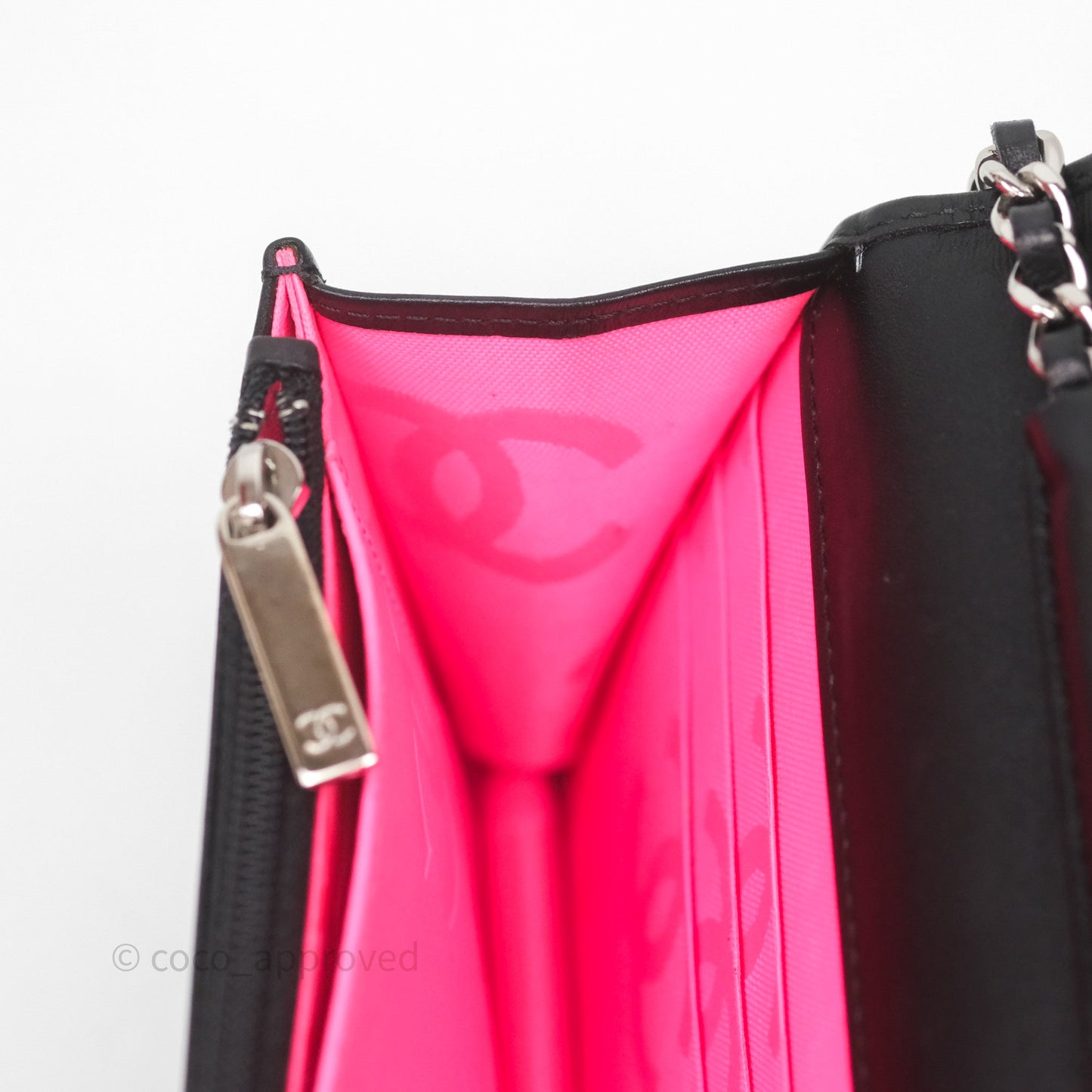 Chanel Quilted Cambon Wallet on Chain WOC Black Calfskin Silver Hardware