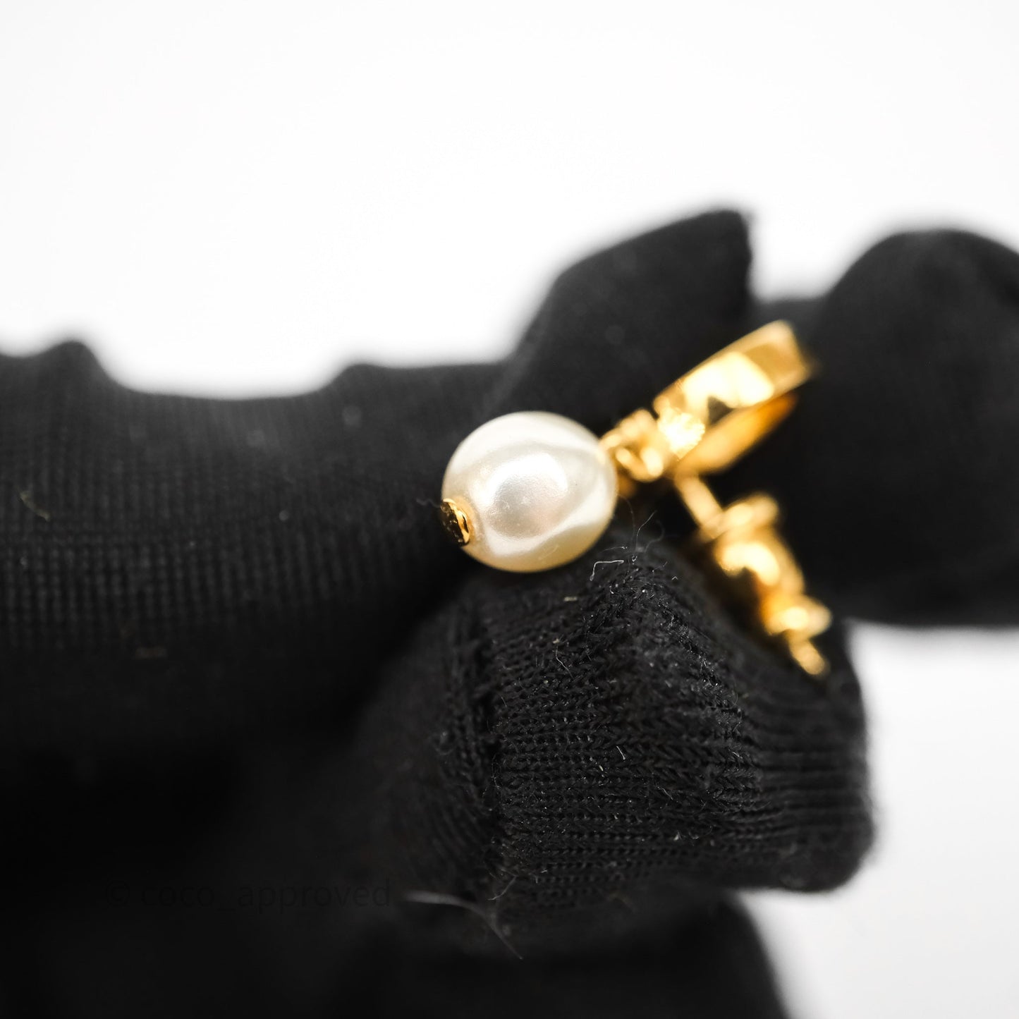 Christian Dior Petit CD Pearl Earrings Gold Tone