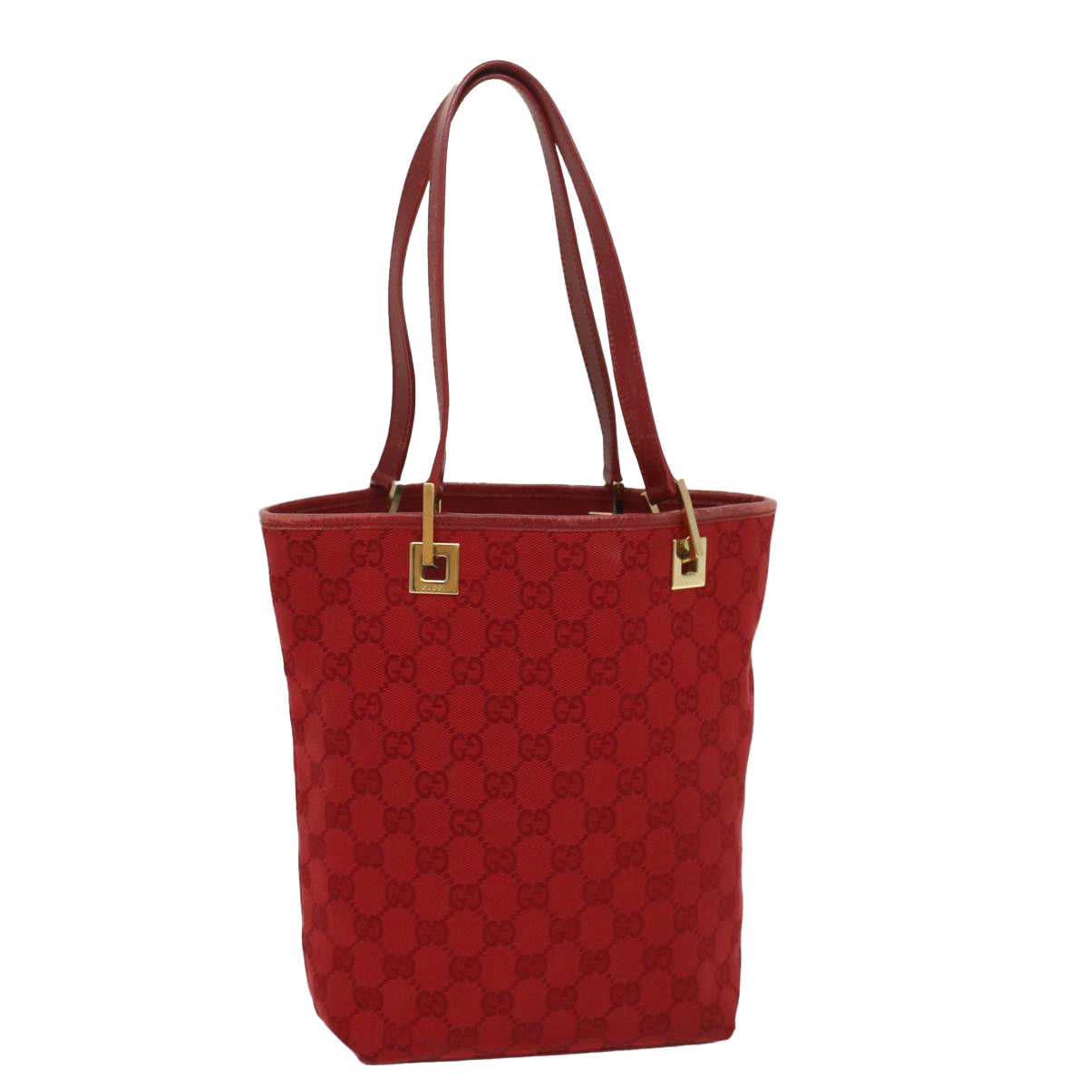 Luxury Gucci GG Canvas Tote Bag Leather Red  54426