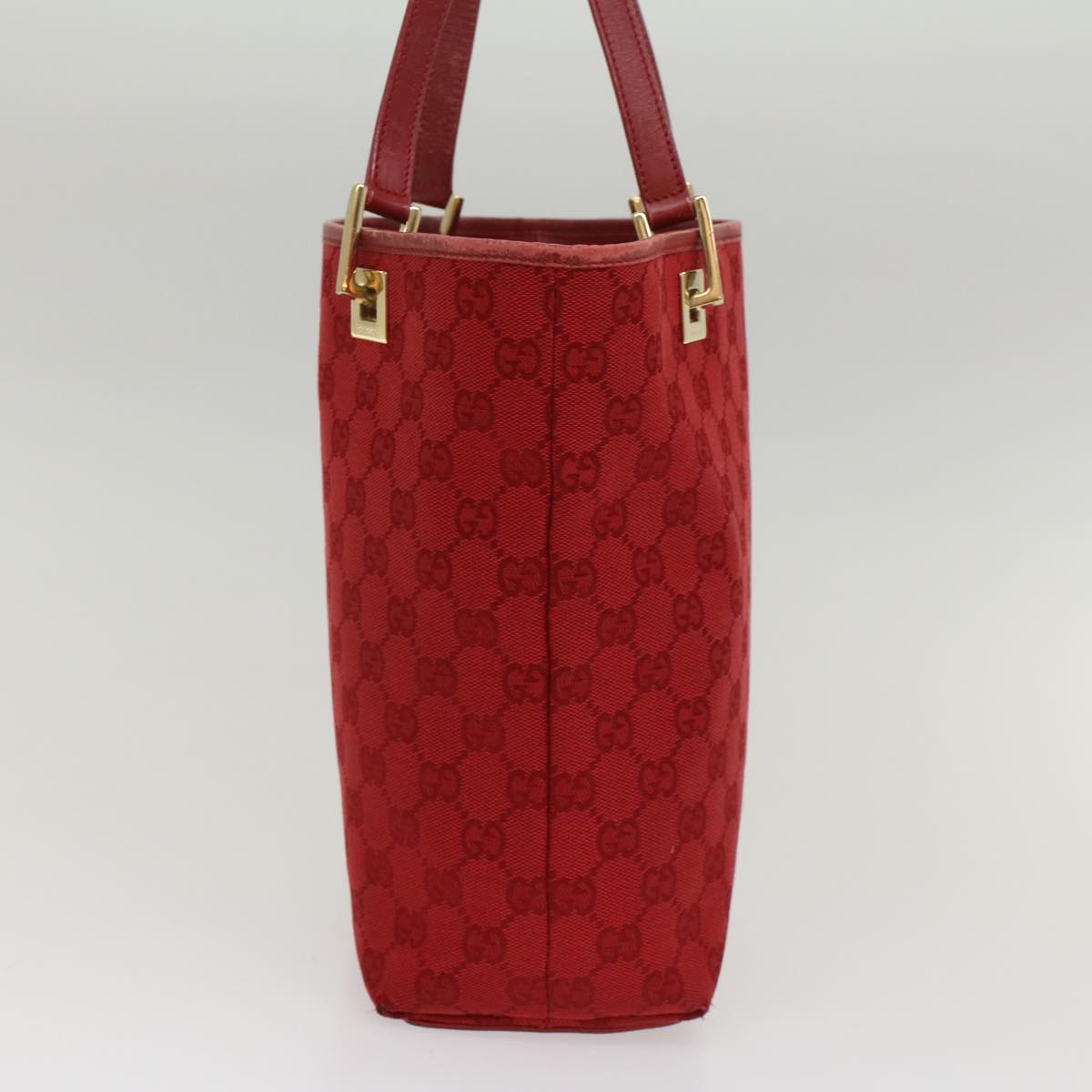 Luxury Gucci GG Canvas Tote Bag Leather Red  54426