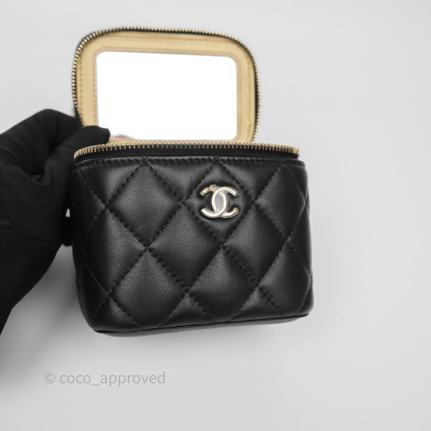 Chanel Mini Ball Crush Vanity With Chain Black Lambskin Gold Hardware