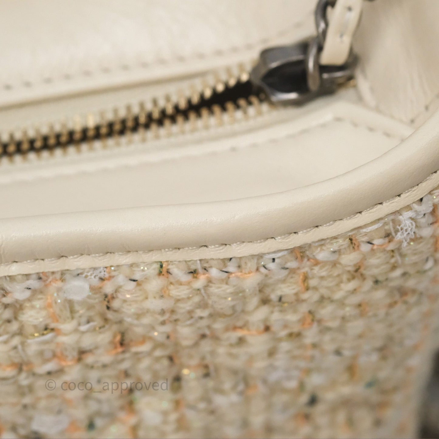 Chanel Small Gabrielle Hobo Quilted Ivory Tweed Aged Calfskin