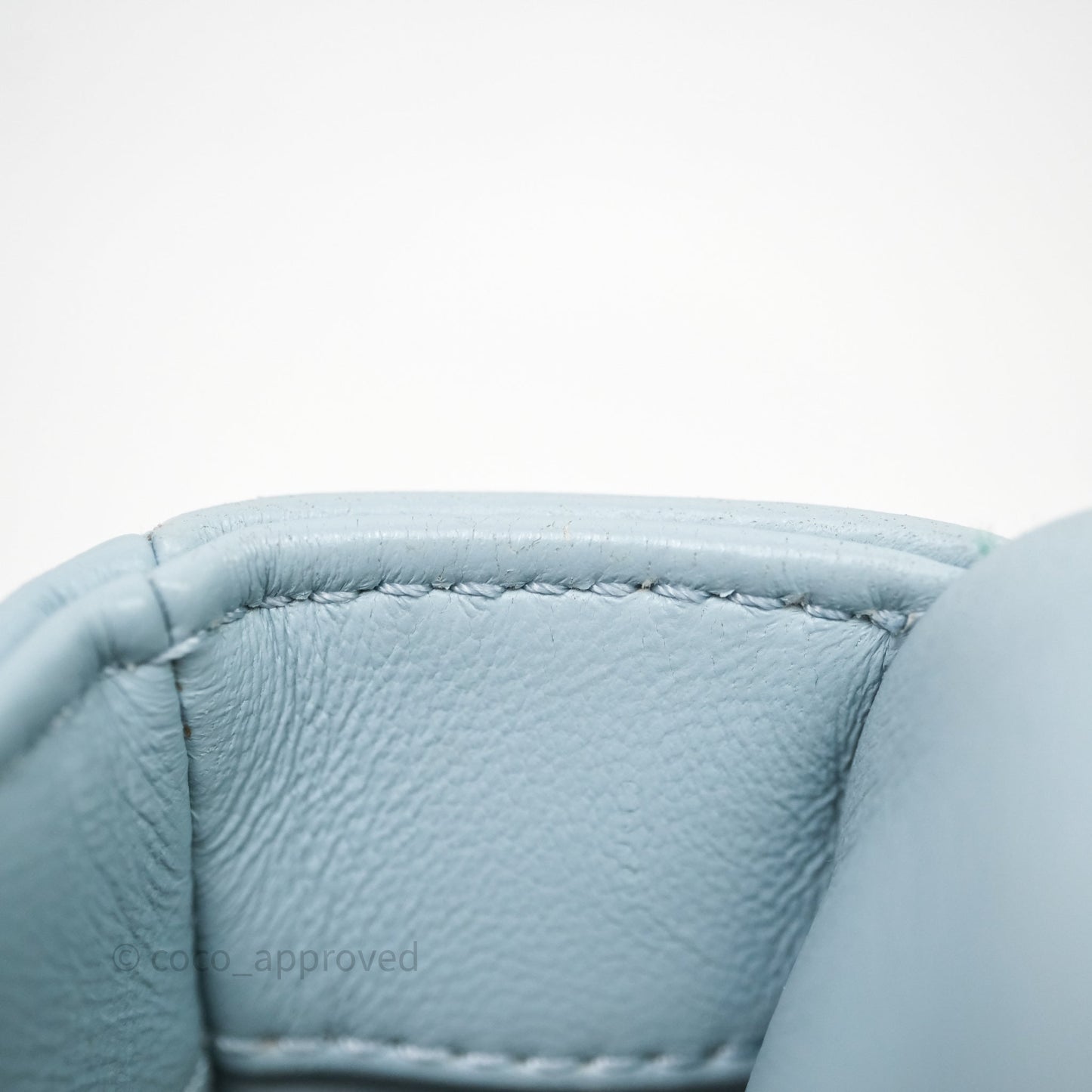 Chanel Quilted Enamel Pending CC Small Square Flap Baby Blue Lambskin