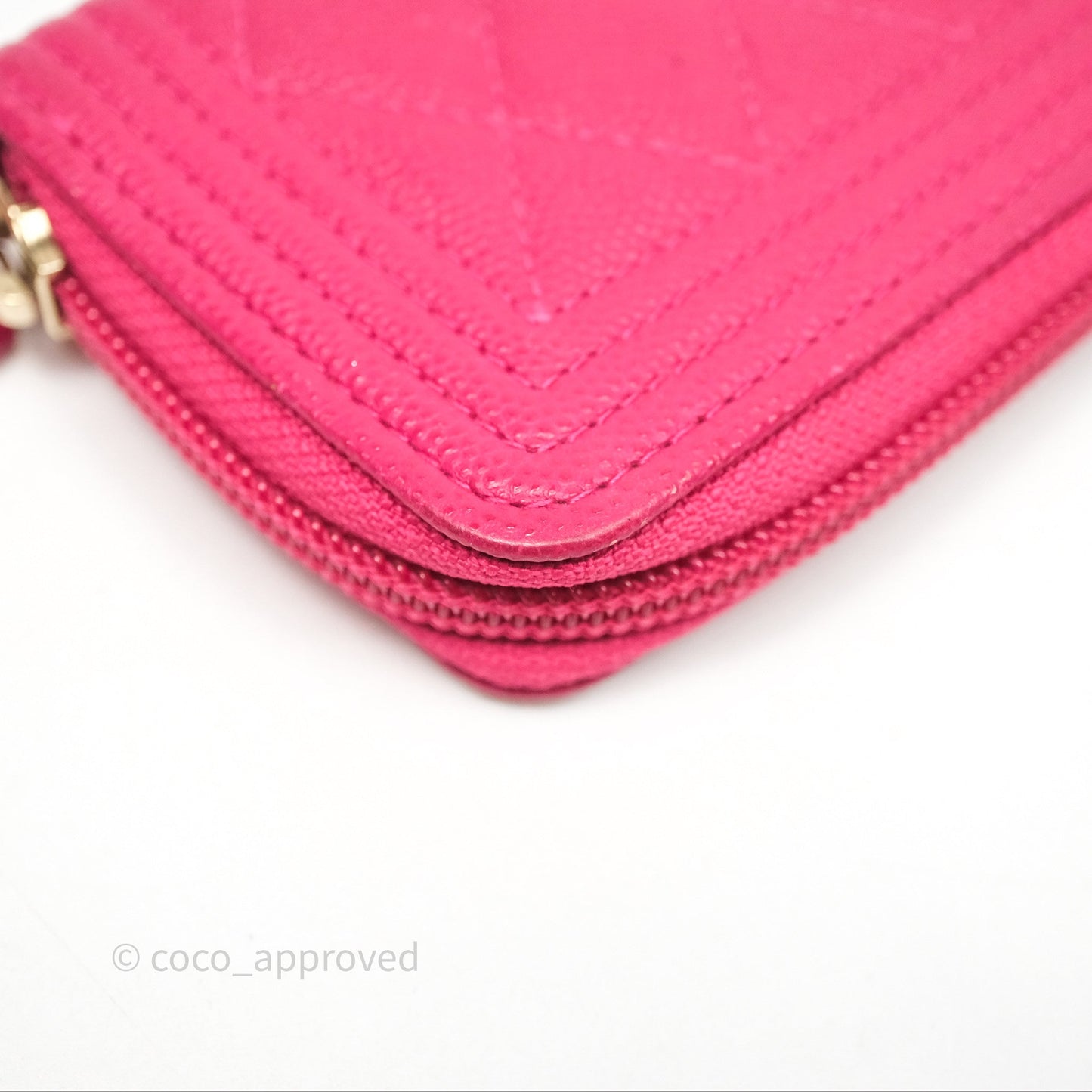 Chanel Boy Zipped Coin Purse Hot Pink Caviar Gold Hardware