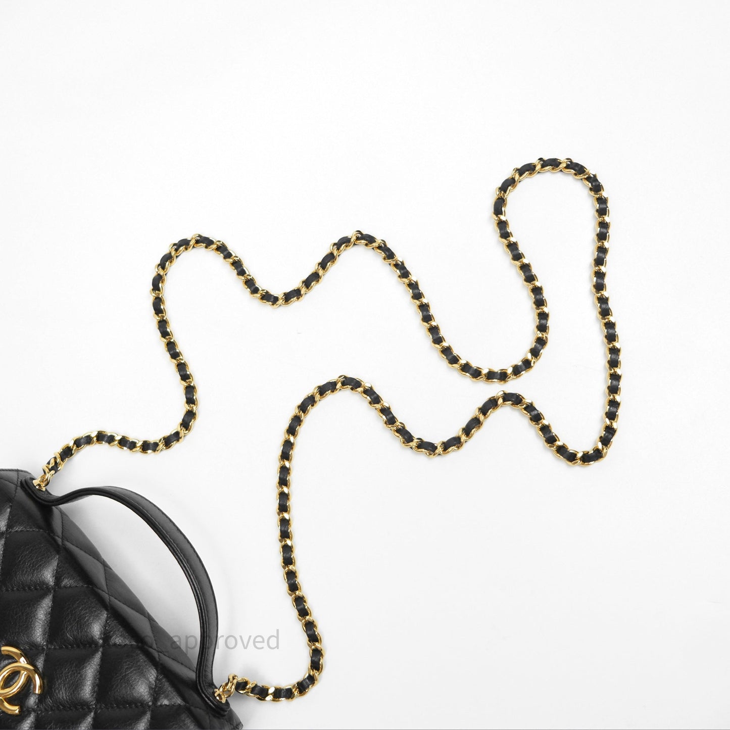 Chanel Quilted Phone Holder with Chain Black Shiny Calfskin Gold Hardware 23A