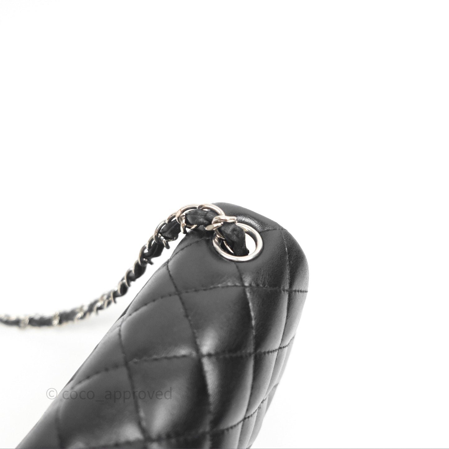 Chanel Mini Square Flap Quilted Black Lambskin Silver Hardware