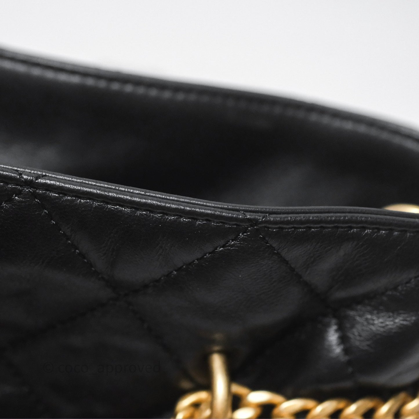 Chanel Enamel CC Bucket Bag Black Lambskin Gold Hardware 22P